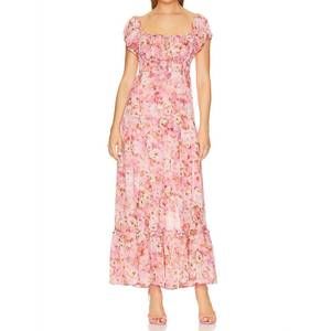strapless open back dress Emese Floral Pleated Maxi Dress main image 0